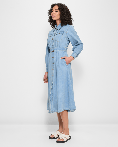 Denim Maxi Shirt Dress
