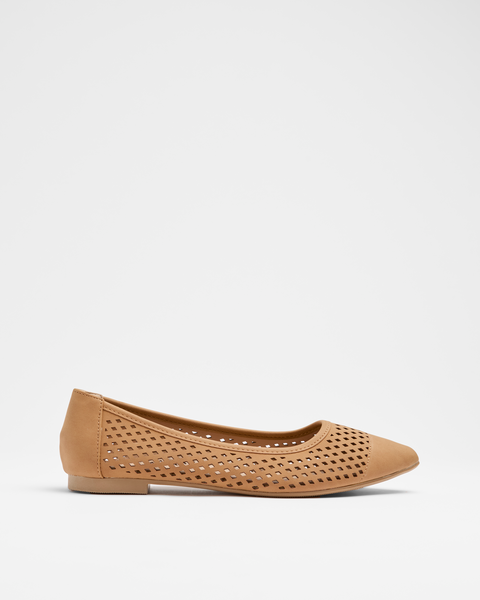 Womens Cut Out Detail Pointed Flat - Folia - Tan | Target Australia