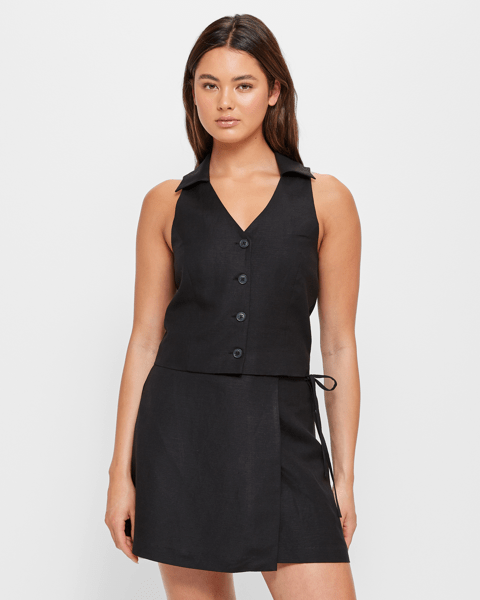 European Linen Blend Polo Waistcoat Lily Loves Target Australia