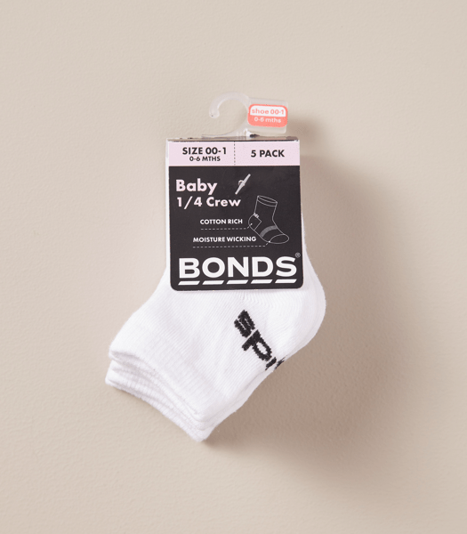5 Pack Bonds Baby 1/4 Crew Socks Target Australia
