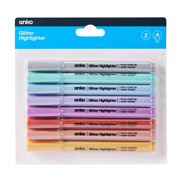 Glitter Highlighters, 8 Pack Anko Target Australia