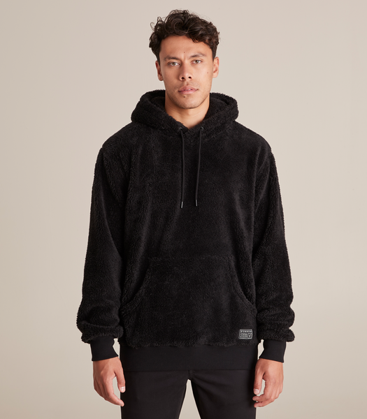 Commons Recycled Fleece Teddy Hoodie - Black | Target Australia