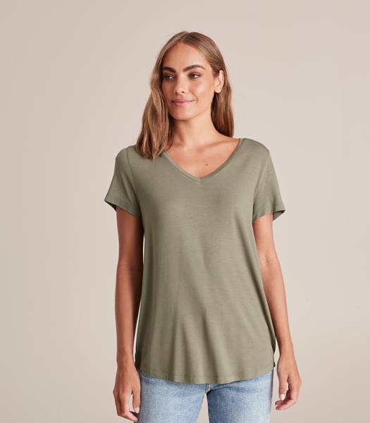 Modal/Elastane V-Neck T-Shirt | Target Australia