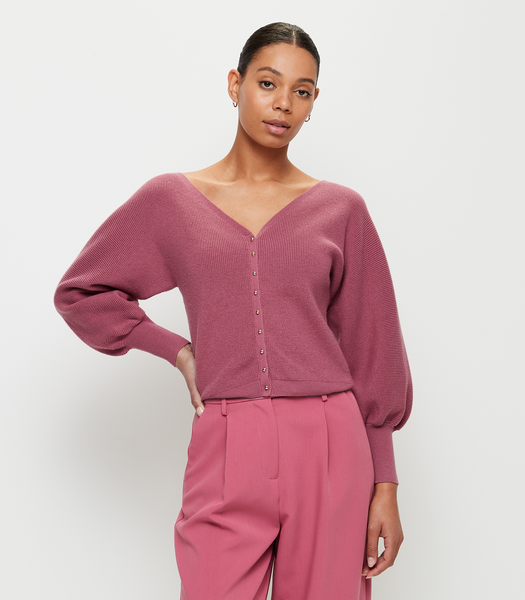 V-Neck Puff Sleeve Knit Cardigan - Preview | Target Australia