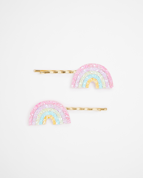 2 Pack Rainbow Glitter Slide Hair Clips Target Australia