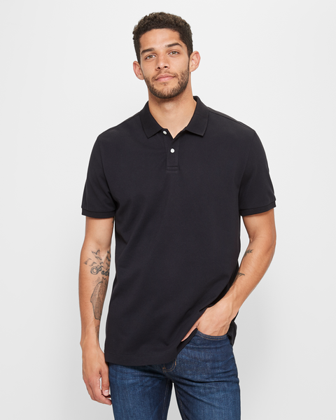 Australian Cotton Pique Polo Shirt - Black | Target Australia