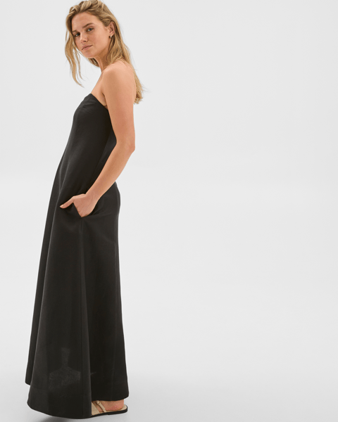chinese dress ladies Strapless Linen A Line Maxi Dress main image 0