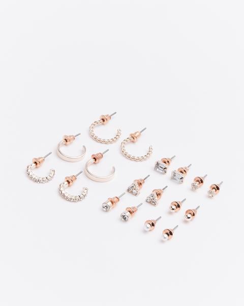 9 Pack Gold Diamante Earrings Target Australia