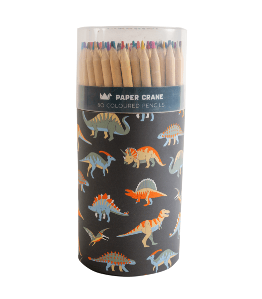 Paper Crane Kids Cylinder 80 Coloured Pencils Dinosaur Target Australia
