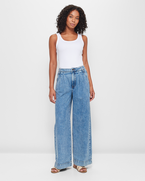 Pleat Front Wide Leg Denim Jeans | Target Australia