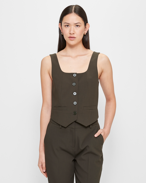 Tailored Waistcoat - Preview - Dark Khaki | Target Australia