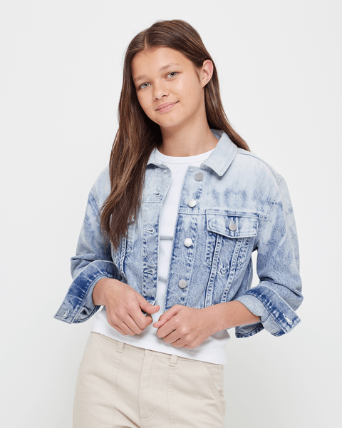 Denim Cropped DieDye Jacket Target Australia