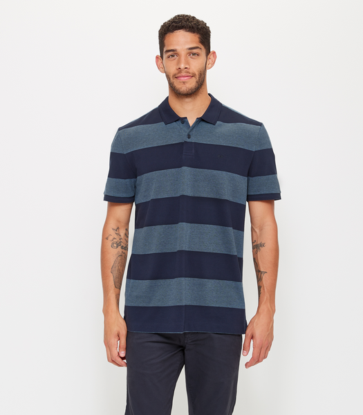 Short Sleeve Block Stripe Polo Shirt - Navy Blue | Target Australia