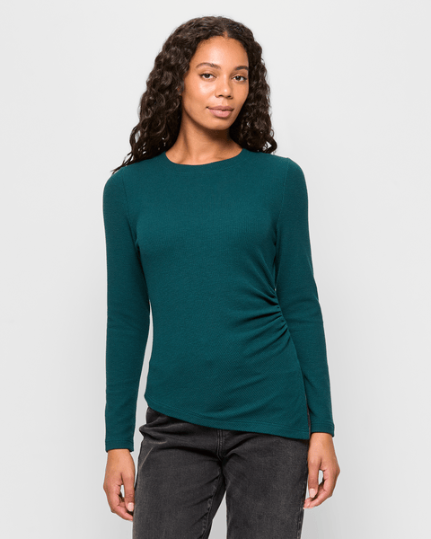 Long Sleeve Asymmetrical Drape Textured Top | Target Australia