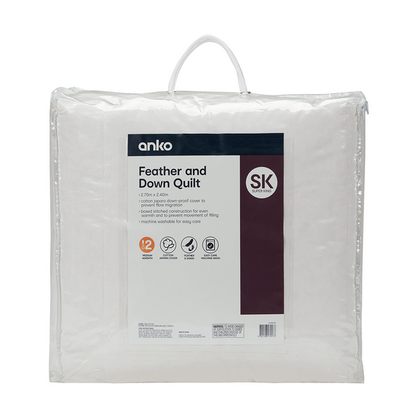 Feather & Down Quilt, Super King Bed, White - Anko | Target Australia