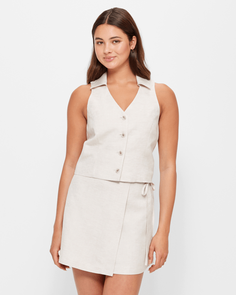 European Linen Blend Polo Waistcoat Lily Loves Target Australia