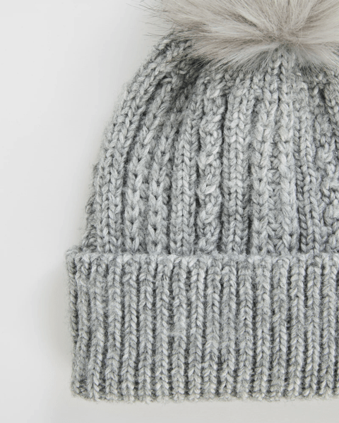 Chunky Cable Knit Pom Pom Beanie - Grey Marle | Target Australia