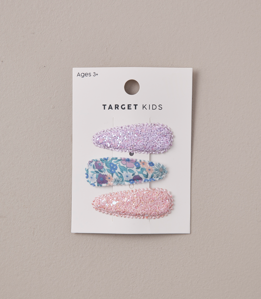 3 Pack Glitter and Floral Hair Clips Target Australia