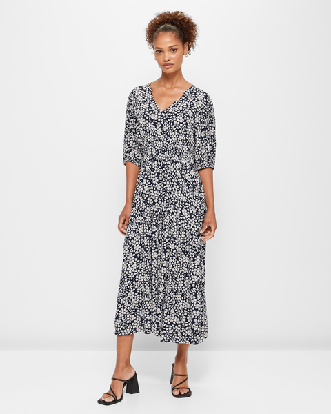 V-Neck Crinkle Midi Dress | Target Australia