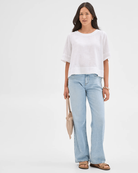 European Linen Cross Back Top - White | Target Australia