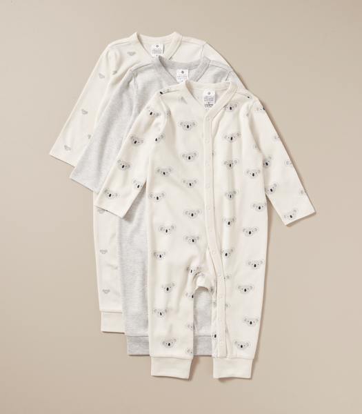 3 Pack Baby Organic Cotton Snap Coveralls Target Australia