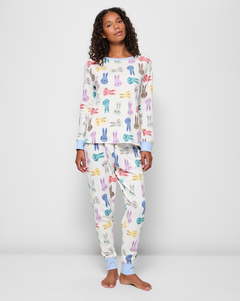 Family Matching Australian Cotton Bunny Head Waffle Pyjama Set
