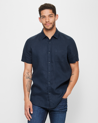 European Linen Shirt - Navy Blue | Target Australia