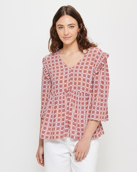 V-Neck Frill Blouse | Target Australia