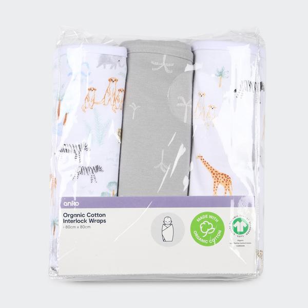 Organic Cotton Wraps, 3 Pack Anko Target Australia