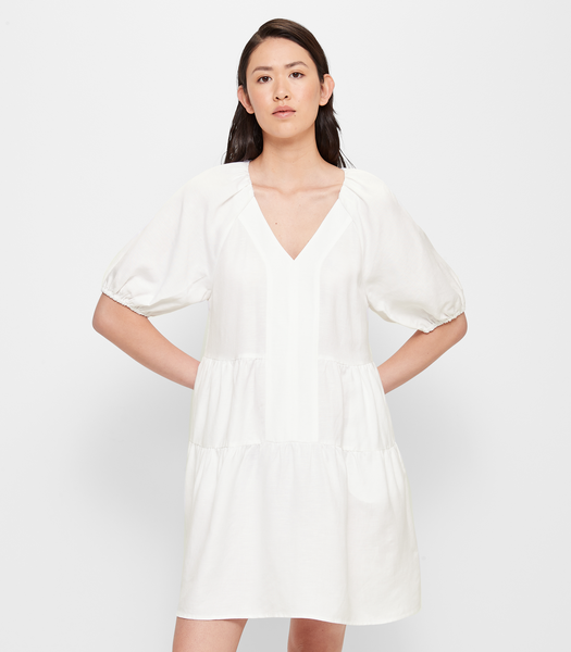 European Linen Blend Blouson Mini Dress - Preview | Target Australia