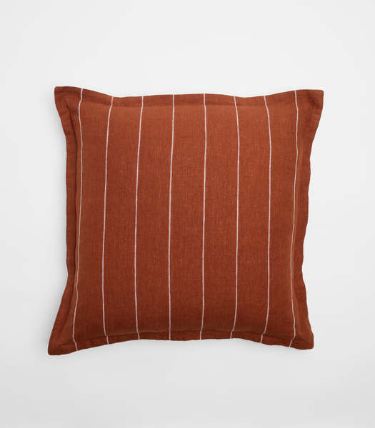 Layla Linen Washed Cushion - Rust Stripe | Target Australia