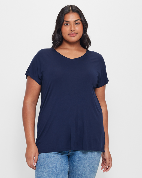 Plus Size V-Neck T-Shirt - Navy Blue | Target Australia