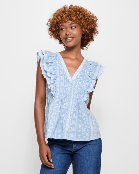 Pintuck Front Top With Chain Details - Petite
