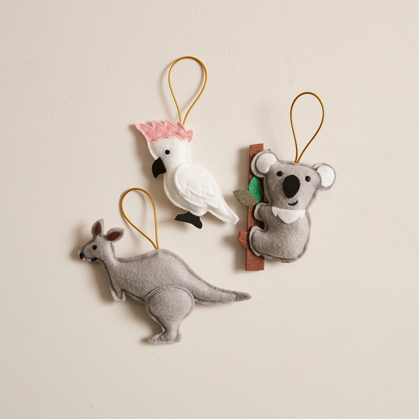 felt australian animal christmas decorations