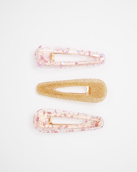 Kids 3 Pack Glitter Slide Hair Clips | Target Australia