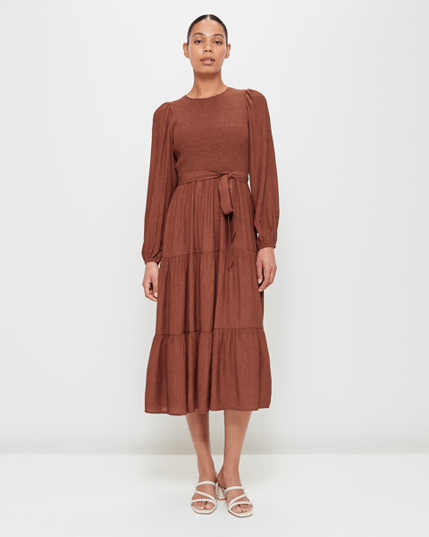 Shirred Bodice Tiered Dress main image 0