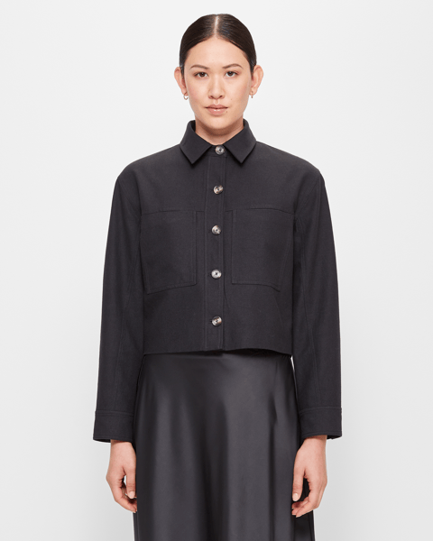 Cropped Linen Blend Jacket Soft Oat