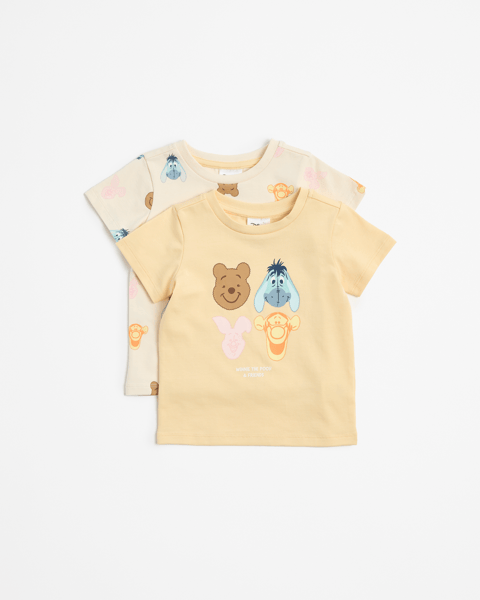 Babyhug Cotton Knit Half Sleeves Winnie The Pooh Printed T-Shirt - White & Navy Blue