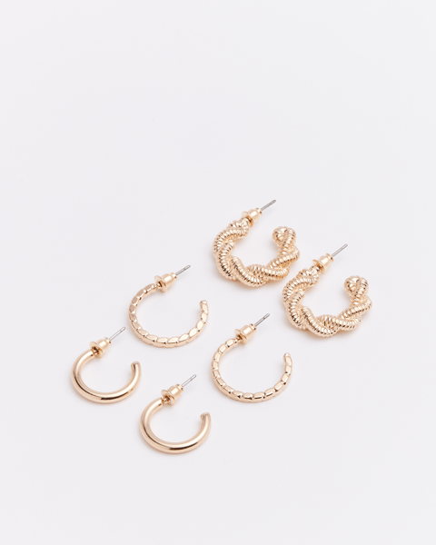 3 Pack Gold Hoop Earrings Target Australia