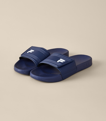 Blue fila slides sale