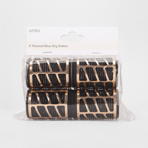 4 Pack Thermal Blow Dry Rollers Medium, Black and Gold Look Target
