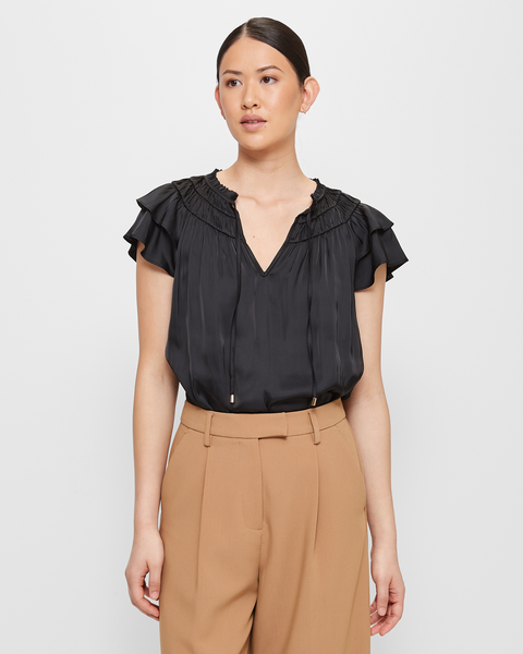 Flutter Sleeve Shirred Blouse - Preview | Target Australia