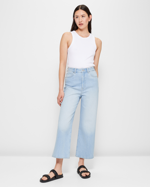 Wide Leg High Rise Crop Length Denim Jeans | Target Australia