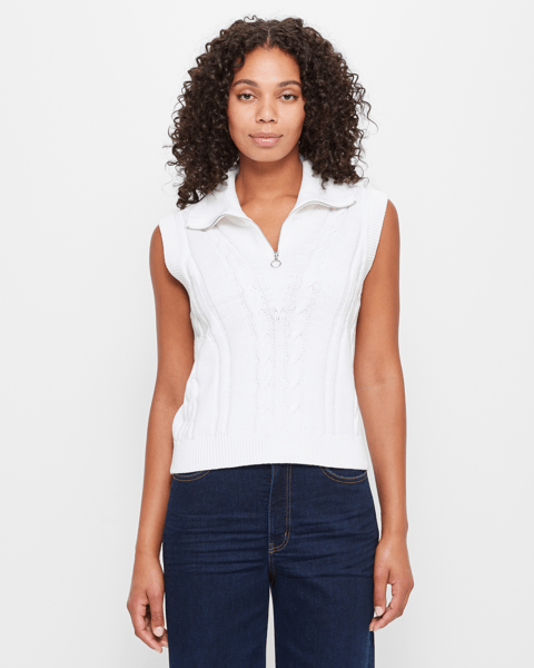 Australian Cotton Blend Cable Knit Zip Front Vest Target Australia