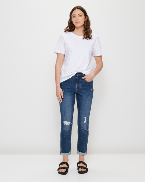 Tash Mid Rise Ankle Length Girlfriend Jeans