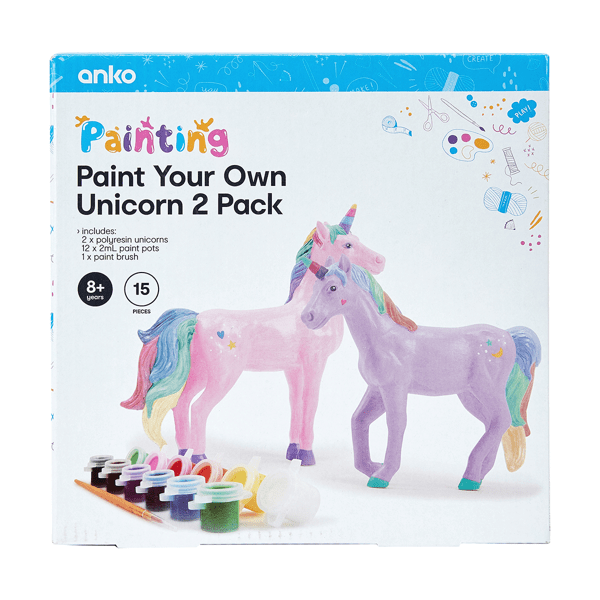 Paint Your Own 2 Pack Unicorn, 15 Piece Set Anko Target Australia