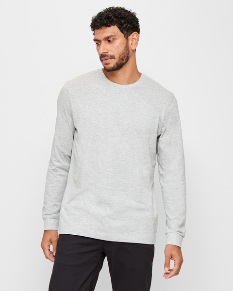 Australian Cotton Long Sleeve T-Shirt - Grey Marle | Target Australia