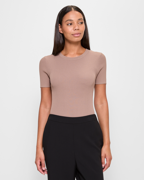 Ultimate Ribbed Knit T-Shirt - Preview - Hazelnut | Target Australia