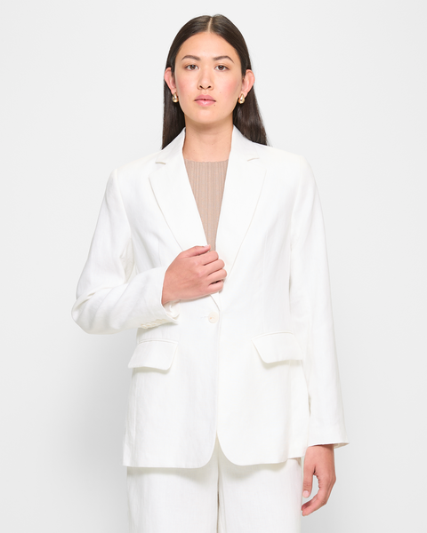 European Linen Relaxed Blazer - Preview - Pearl | Target Australia