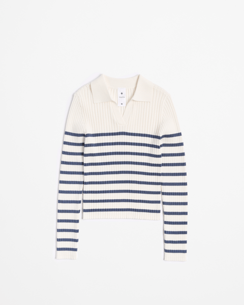 Ribbed Knit Polo Top main image 0